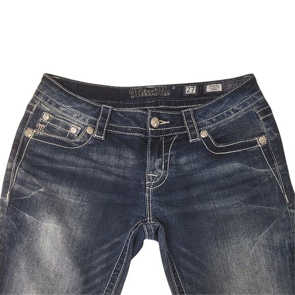 MISS ME Colorful Embellished Skinny Jeans Womens 27 Rhinestone Thick Stitch Y2K - Picture 7 of 15